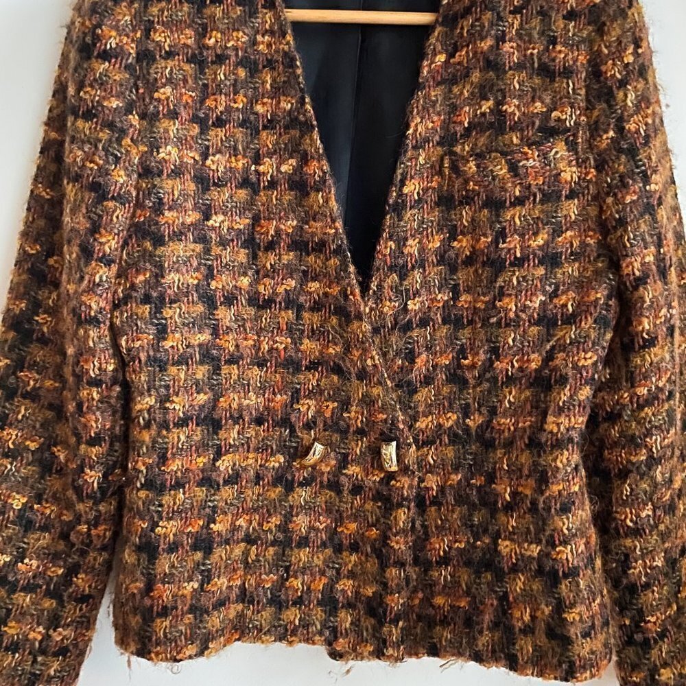 Vintage Leighton Barrett Madison wool Tweed Textured Cropped Blazer S - Picture 2 of 5